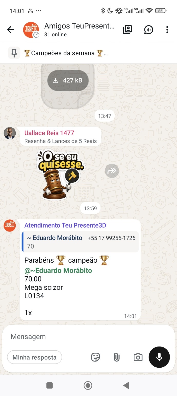 Exemplo de campeão anunciado no grupo