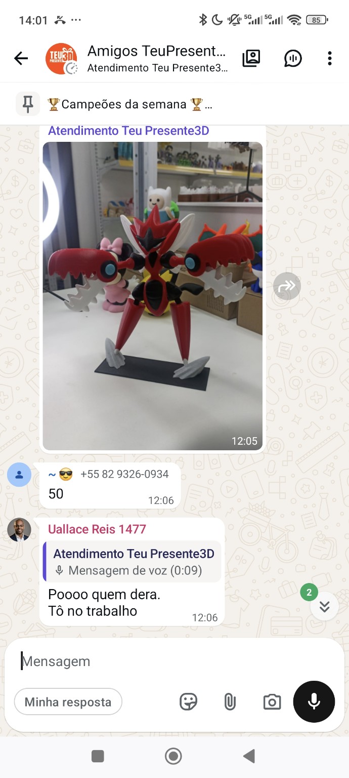 Exemplo de participante dando lance em um colecionável